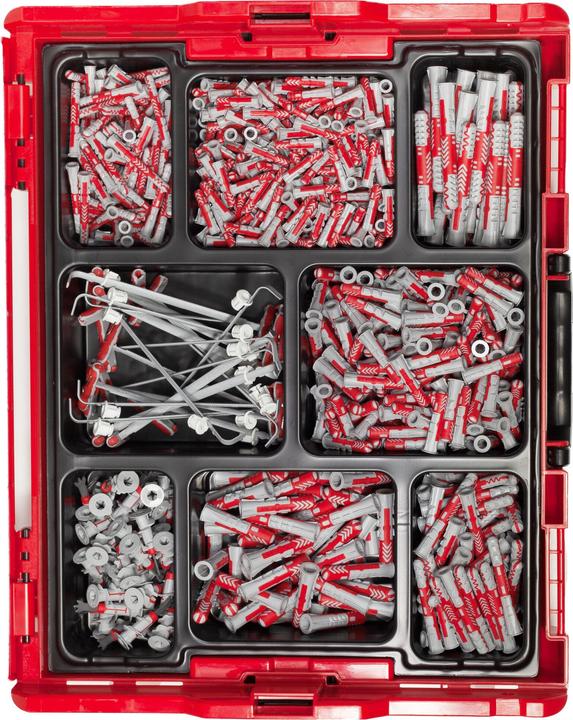 Actual product image Fischer Duo-Line dowel set in robust and storable L-Boxx, contents 833 dowels (833 pcs.)