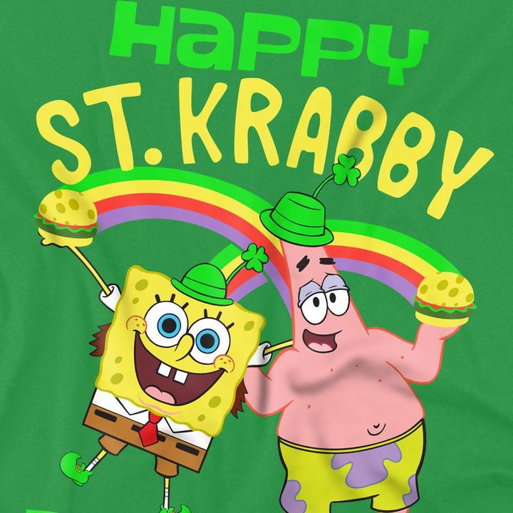 Actual product image Spongebob Squarepants Mens St Krabby Patty Day St Patricks Day T-Shirt (4XL)