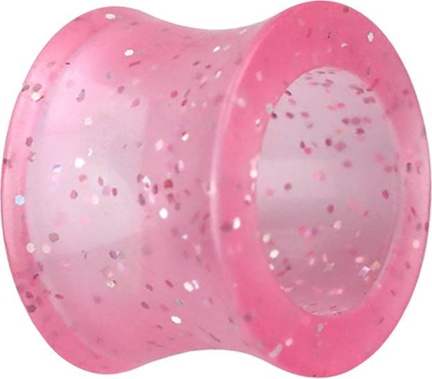 Star Piercing Flared Tunnel pink Glitter "Glow" (ohne Messing, Acryl)