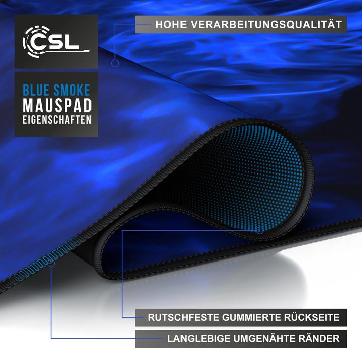 Produktbild CSL Gaming Mauspad, XXL, Mausmatte, 900 x 400 x 3 mm, Tischunterlage, abwaschbar, Blauer Rauch (XXL)