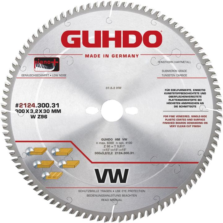 Actual product image Guhdo HW-Standard-WZ-Circular saw blade 300x3,2x30 mm Z96 - Wood fine - Piano plus