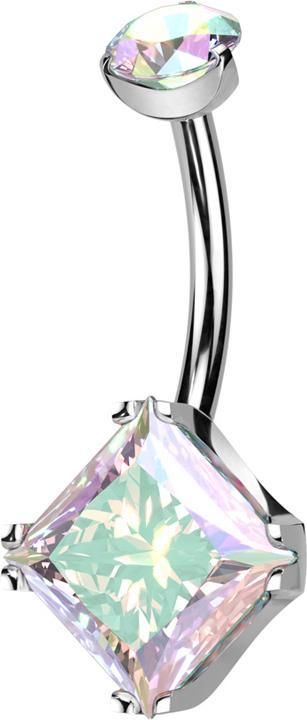 Hollywood Body Jewelry Banana inner thread silver round crystal multicolour set and square crystal multicolour set (without brass, Titanium G23)
