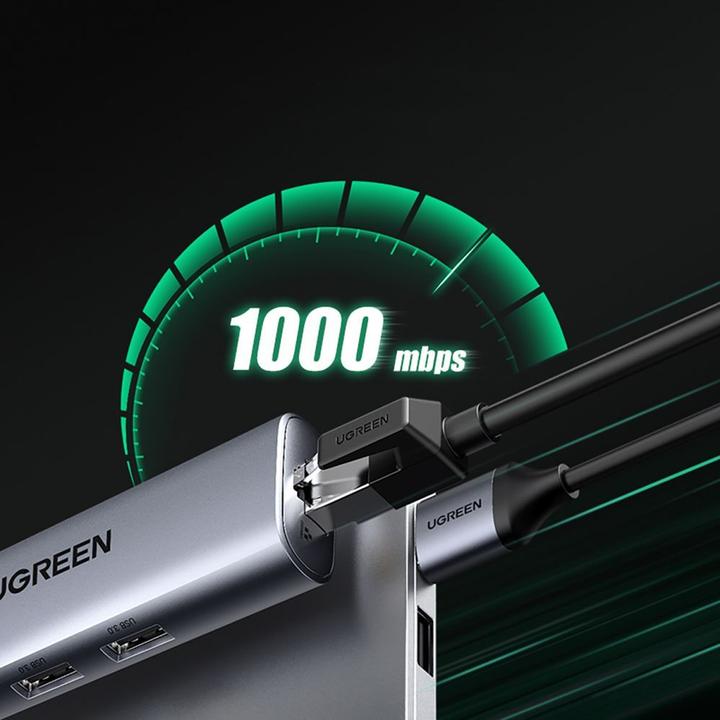 Immagine prodotto Ugreen CM266 Adattatore Hub 5in1 USB, 3x USB 3.0, micro USB, RJ45 (grigio) (Micro USB, USB-A, 5 Porti)