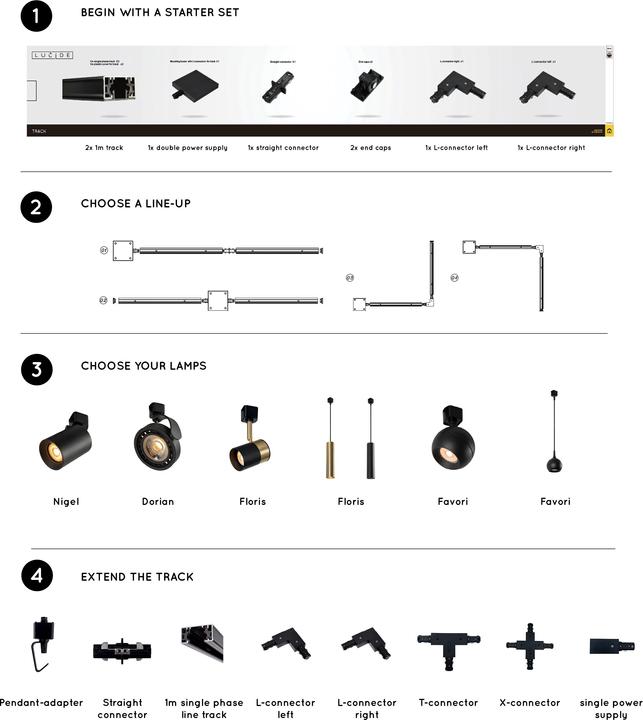 Actual product image Lucide TRACK - 1M LINE TRACK - Track system - Black 09950/01/30