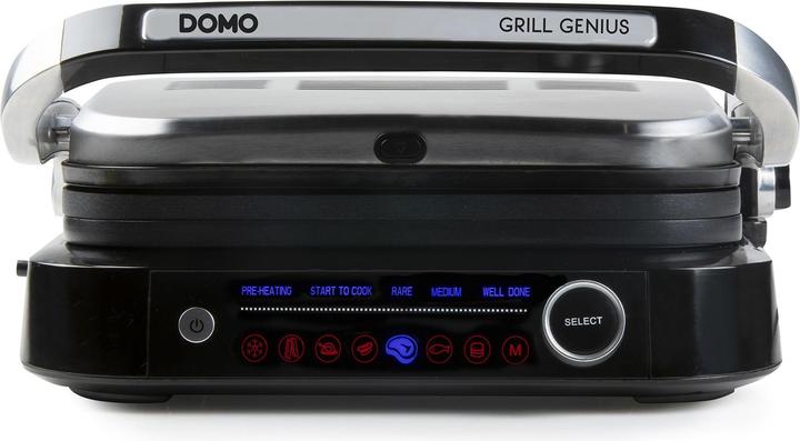 Immagine prodotto Domo Genius Grill elettrico a contatto Rivestimento antiaderente, con display Acciaio inox, nero (Spina UE)