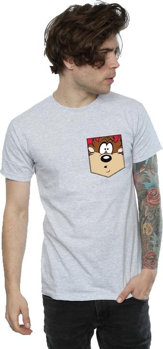 Immagine prodotto Looney Tunes Tasmanian Devil Face Faux Pocket Maglietta Uomo (XXL)