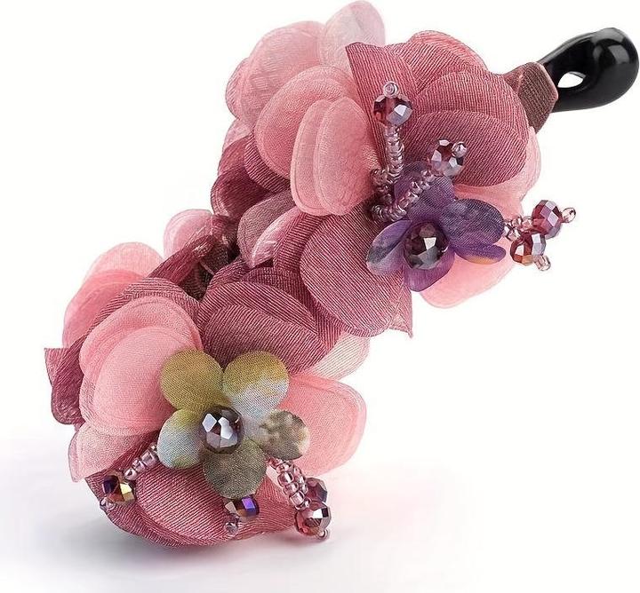Actual product image Activity Board 1 Stück Vintage Bohemian Style Fabric Flower Hair Claw - Harz elegante Bananenklammer rutschfeste (1 pcs.)