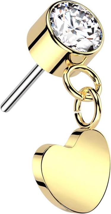 Actual product image Star Piercing Threadless cylinder gold-plated crystal silver pendant heart gold-plated (without brass, Titanium G23)