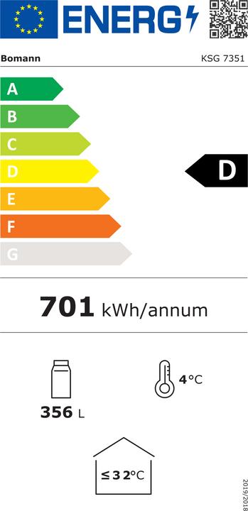 Energie-Label Bomann Glastürkühlschrank (347 l)