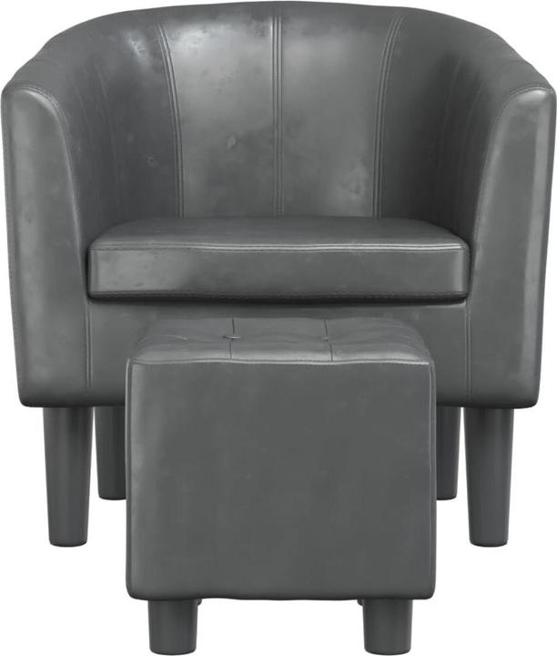 Actual product image VidaXL Clubsessel mit Fusshocker Grau Kunstleder,Farbe