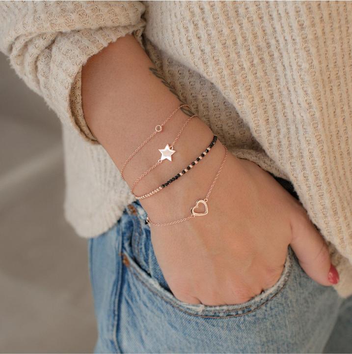 Image du produit Glanzstücke München Femme coeur argent sterling or rose 17,0 cm longueur de base + 3,0 cm extension - 11098 (17 cm, Argent Sterling)