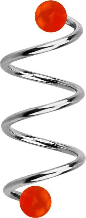Produktbild Star Piercing Micro Spirale silber mit zwei Kugeln rot transparent (ohne Messing, Chirurgenstahl 316L)