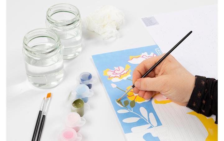 Actual product image Creativ Company Bastelfarbe Malen nach Zahlen mit Acrylfarben 4 Stück (Yellow, Multicoloured)