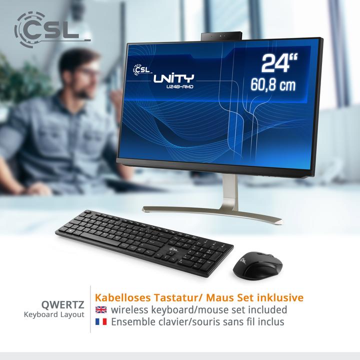 Image du produit CSL PC tout-en-un Unity U24B-AMD / 5600G / 1000 Go / 16 Go RAM / Win 11 Famille (AMD Ryzen 5 5600G, 16 Go, 1000 Go, AMD Radeon Graphics)