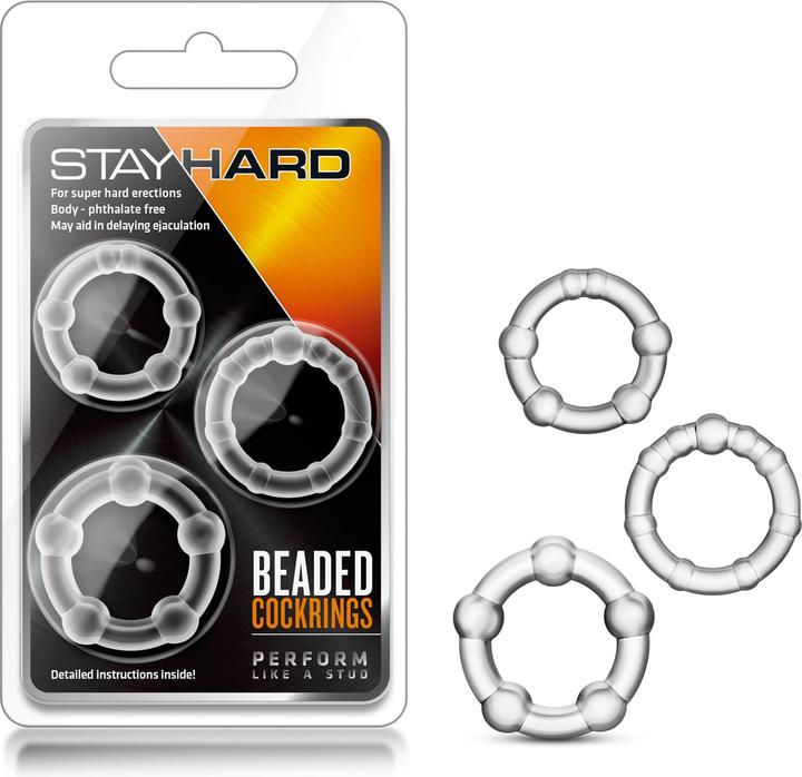 Productafbeelding Blush Stay Hard Beaded Cockrings Clear