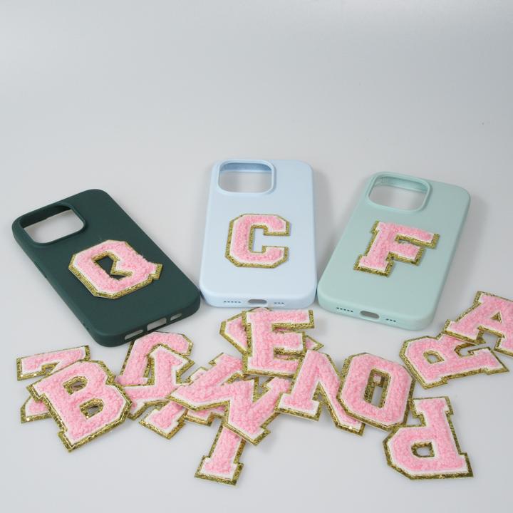 Actual product image PhoneLook Autocollant sticker pour téléphone/tablette/ordinateur brodé en 3D rose Lettre M