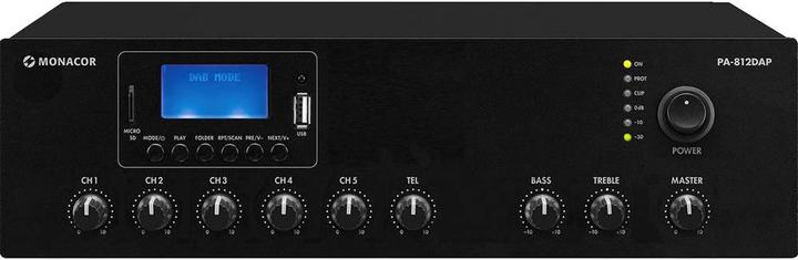 Immagine prodotto Monacor Amplificatore mixer mono classe D ELA 120 W, MP3, USB/SD, FM, DAB+, BT (Amplificatore a tubi)
