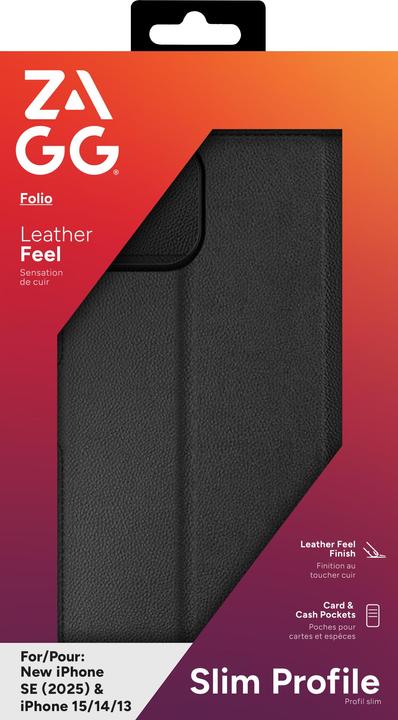 Immagine prodotto Zagg Cover a portafoglio per iPhone 15/14/13 - Nero (Apple iPhone 13, Apple iPhone 15)