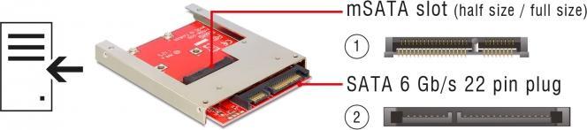 Produktbild Delock mSATA zu SATA Adapter, inkl. 2.5"