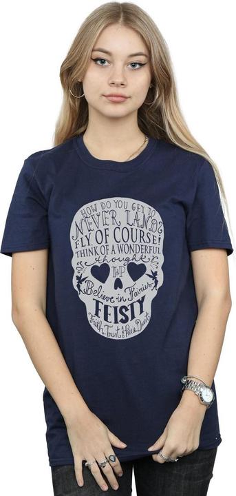 Actual product image Disney Womens/Ladies Tinker Bell Skull Cotton Boyfriend T-Shirt (S)