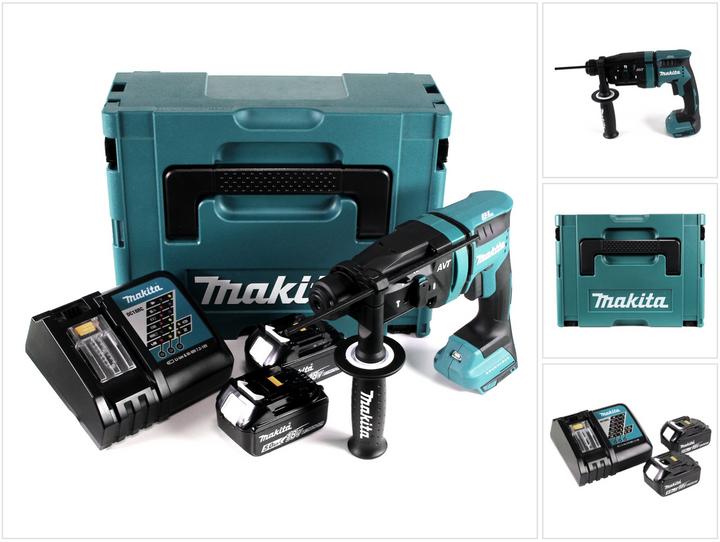 Actual product image Makita DHR 182 RTJ cordless hammer drill 18V 1,7J SDS plus Brushless + 2x battery 5,0Ah + charger + Makpac (Rechargeable battery operated)