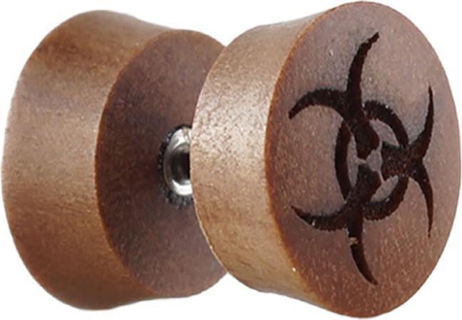 Image du produit Star Piercing Faux plug en bois Sawo avec Biohazard (sans laiton, Organique)