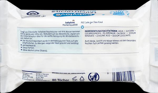 Nutritional values and ingredients dm babylove Wet wipes (320 Piece)