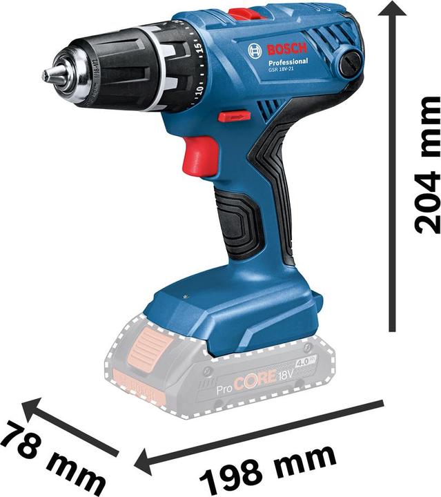 Productafbeelding Bosch Professional GSR 18V-21 (Oplaadbare batterij)