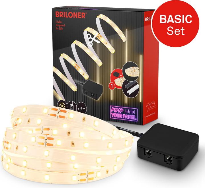 Actual product image Briloner Starter Set On/Off LED stripe 2.6m, 147xLED, 3000K (260 cm, Indoor)