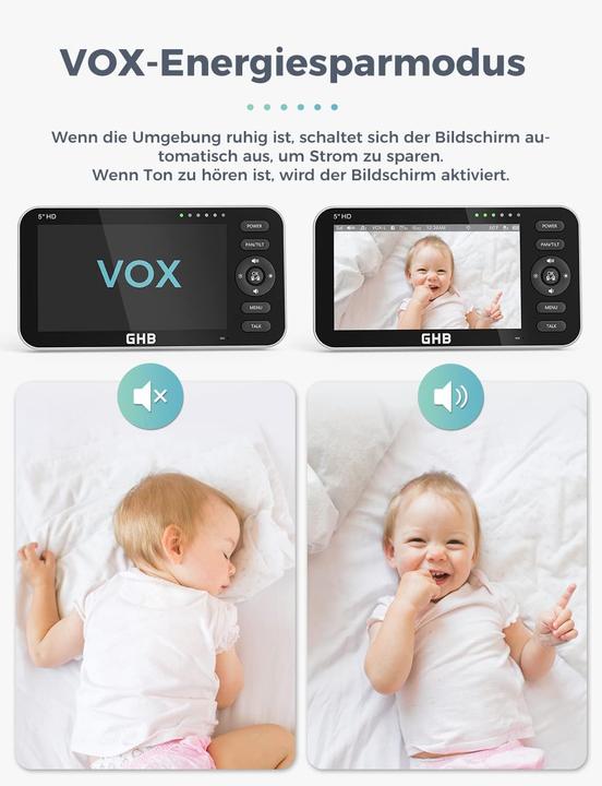 Immagine prodotto GHB Babyphone mit 2 Kameras und 5-Zoll-Display (Video e audio)