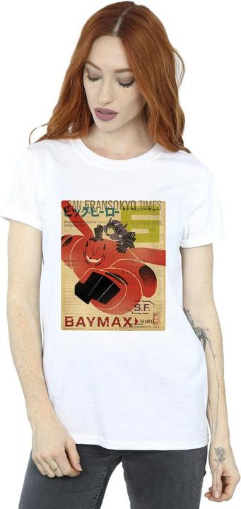 Immagine prodotto Disney Big Hero 6 Baymax Flying Baymax Newspaper Maglietta Ampia Donna (L)