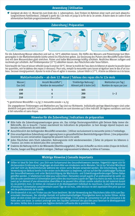 Nährwerte und Zutaten Holle Bio-Kindermilch (667 g, ab 12 Monaten)