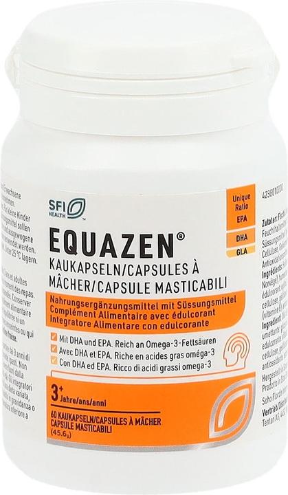 Valori nutrizionali e ingredienti Equazen IQ Equazen Capsule masticabili/Capsule da masticare/Capsule masticabili Ds 60 pezzi (60 Pezzo/i, Pillole, 75 g)
