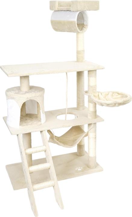 Produktbild Wiltec Kratzbaum beige/weiss 141cm Katzenbaum Katzenkratzbaum Kletterbaum Katze (141 cm, beige/weiss)