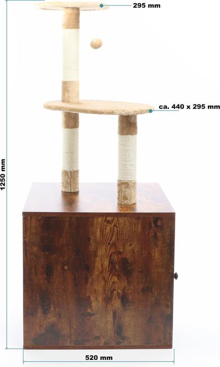 Produktbild Fudajo Kratzbaum Holz 125cm Katzenhaus Katzenkratzbaum Katzenklo Katzenbaum (125 cm, Braun)