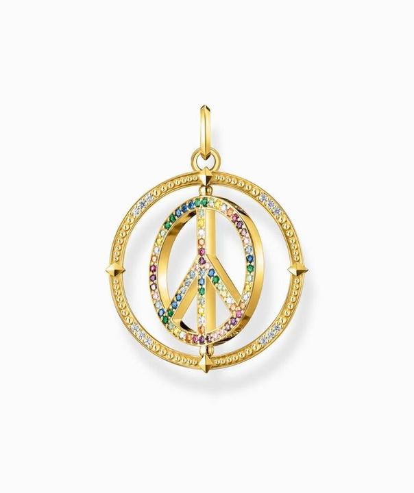 Immagine prodotto Thomas Sabo Ciondolo Segno di Pace con Pietre Colorate Placcato Oro (Argento 925)