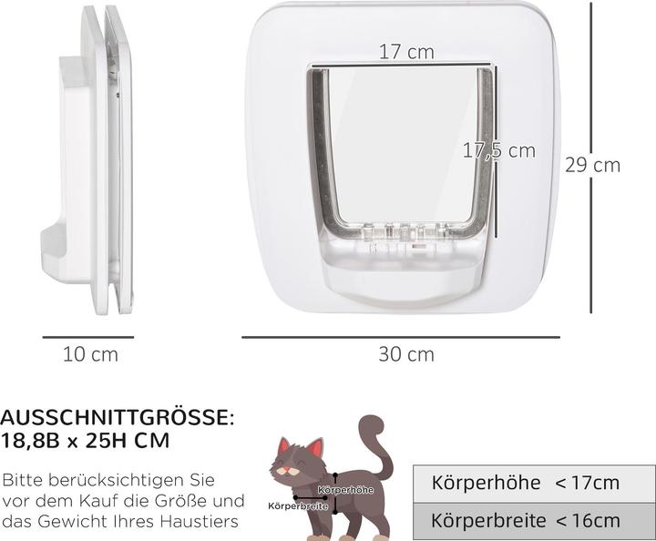 Produktbild PawHut Haustiertür mit 4 Wege Verriegelungssystem (Manuelle Katzenklappe)