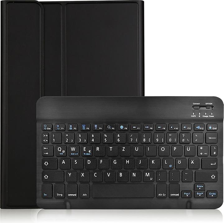 Cazy Hoes met Toetsenbord QWERTZ - geschikt voor Samsung Galaxy Tab S9 - Zwart (DE, Galaxy Tab S9 FE)