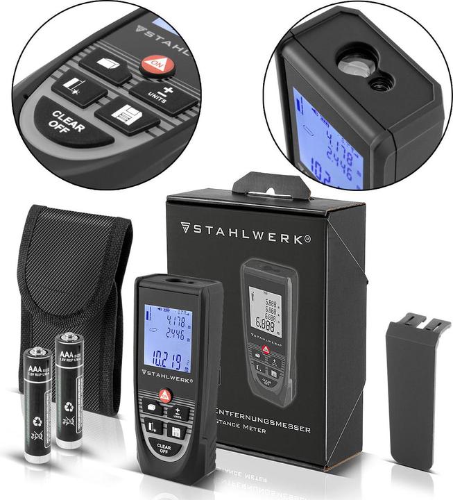 Stahlwerk Laser Entfernungsmesser LE-40 ST bis 40 m beleuchtetes LCD Display (40 m, 635 nm)