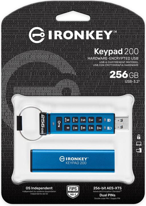 Produktbild Kingston IronKey Keypad 200 (256 GB, USB-A)