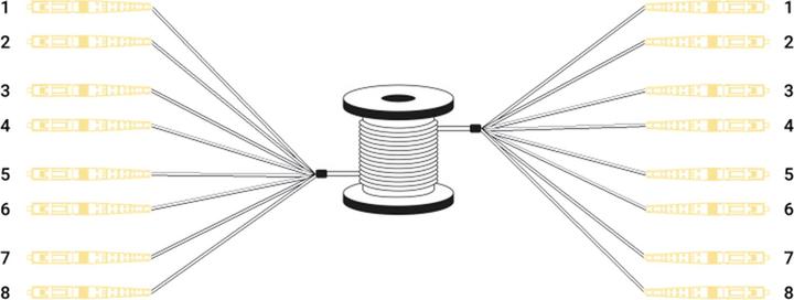 Actual product image Digitus Pre-assembled Fiberglass Universal Breakout Cable, Multi Mode OS2, 8 Fibers, LC/UPC - LC/UPC (LSOH, 75 m)