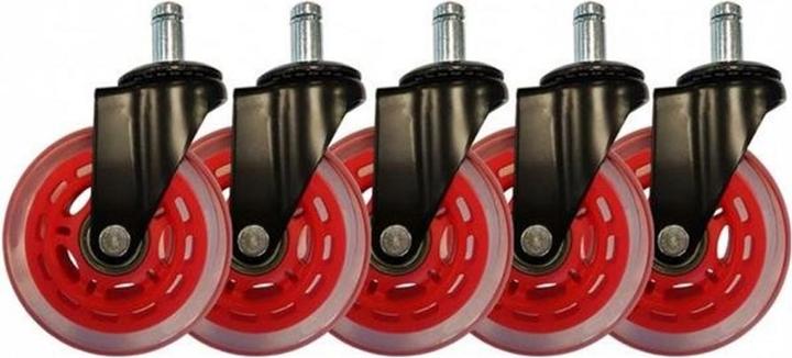 LC-Power Lot de 5 roulettes rouges pour chaise de jeu