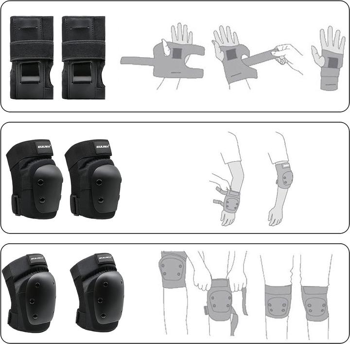 Actual product image Ontyzz Protektoren-Set für Skaten & Inliner (L, Wrist protectors, Elbow protectors, Knee pad, 6 pieces)