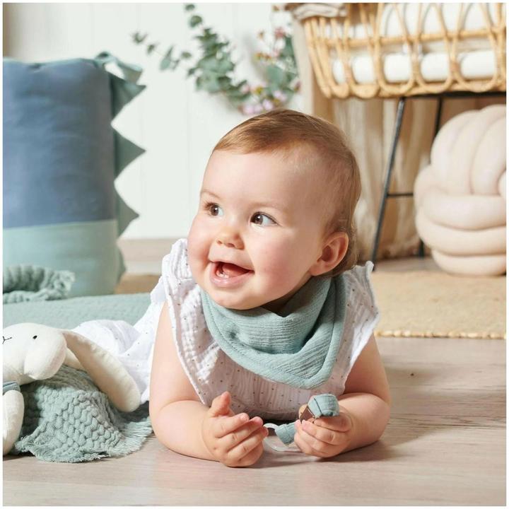 Actual product image nordic coast company Muslin bib set grey & mint