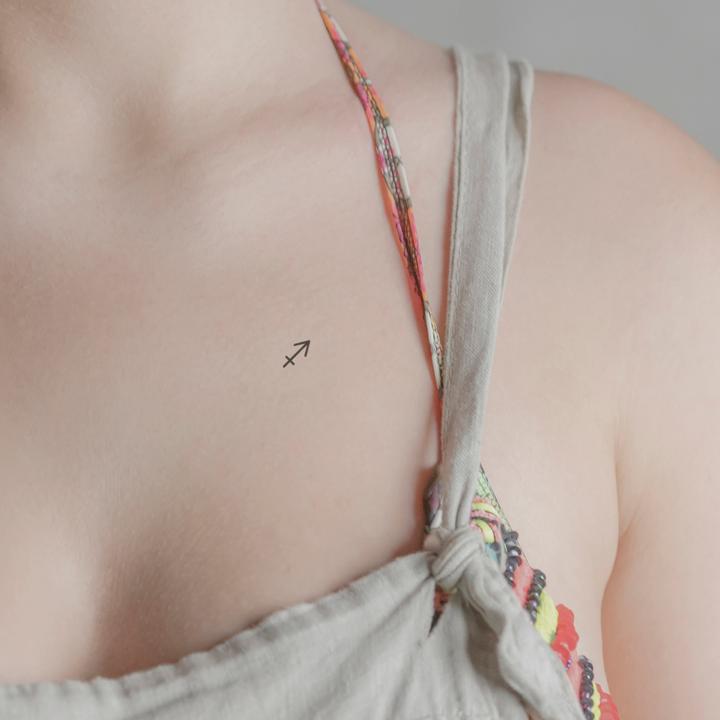 Actual product image minink Temporary tattoo - zodiac sign Sagittarius minimalist