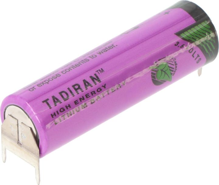 Actual product image Tadiran Lithium battery SL-360/PT with solder tabs with 3 print contacts (1 pcs., AA, 2300 mAh)
