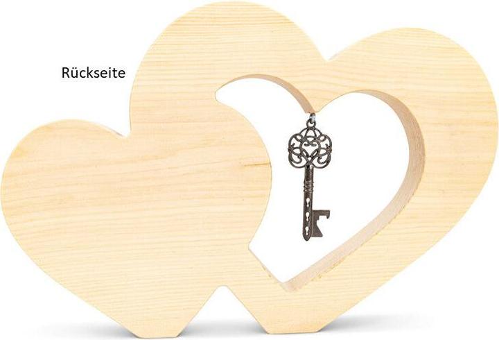 Immagine prodotto ZNatur Decorazione regalo in legno di pino svizzero con cuore galleggiante con chiave e incisione Home (20 x 30 x 3,5 cm)