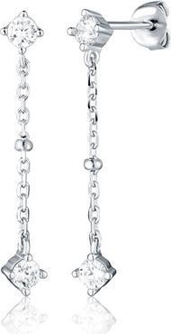 Actual product image JVD Silver Dangling Earrings With Zircons Svle2933x61bi00