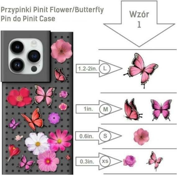Actual product image Pinifit Zestaw Etui Pinit Dynamic + Flower/ Butterfly Pin iPhone 14 Plus 6.7" czarny/black wzór 1 (Apple iPhone 15 Plus, Apple iPhone 14 Plus)