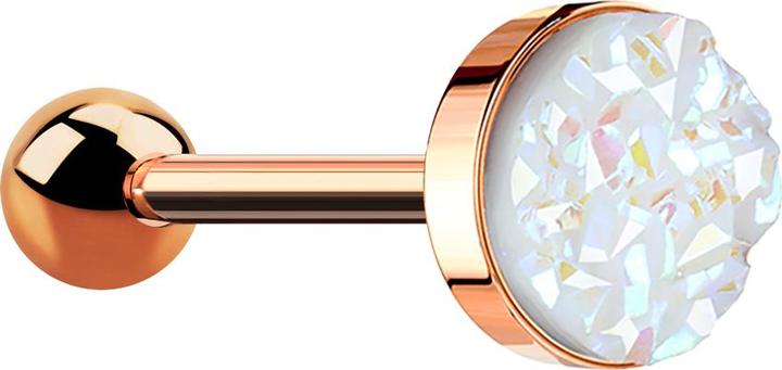 Produktbild Star Piercing Micro Barbell rosegold mit Druse Stein weiss (ohne Messing, Chirurgenstahl 316L)